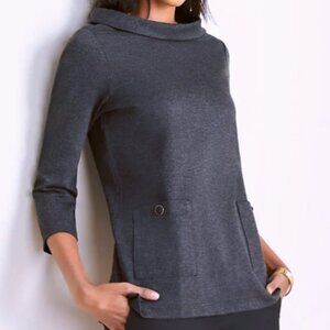 Ann Taylor Melange Roll Neck Pocket Top, size M.